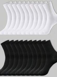 1/5/10/20 Pairs Solid Color Pattern Bidirectional Neutral Couple Sports Socks, Mid-Calf Socks, Boat Socks, Spring/Summer Holiday Gift, Valentine's Day, Women's Socks, Boyfriend Gift - Multicolor - View 5