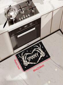 1/2pcs Halloween Kitchen Decor Rug, Skeleton Pumpkin Kitchen Rug And Mat, Non-Slip Washable Absorbent Kitchen Accessory Decorative Floor Mat - Multicolor - View 11