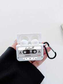 1個復古音樂卡帶收音機圖案藍牙耳機保護套，WALKMAN耳機保護套，Y2K，白色耳機保護套附1個耳機保護套掛勾，相容於耳機保護套 - 白色 - 查看 14