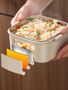 Kotak Makan Siang Dewasa Kapasitas Besar dari Stainless Steel 304, Kotak Makan Siang Bento yang Dapat Ditumpuk 4/3/2/1, Cocok untuk Dewasa, Kotak Bento Desain Persegi Minimalis Modern, Dilengkapi dengan Set Peralatan Makan dan Tas Isolasi, Kotak Makan Siang Anti Bocor, Cocok untuk Bepergian, Kerja, Piknik, Microwave dan Mesin Pencuci Piring - MultiWarna - View 8