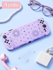 Ayotu 適用於 2025 新款 Switch2 線性太陽與星星圖案遊戲主機外殼與配件，適合 Switch2 7.9 吋保護殼。套裝包含保護殼、收納袋、底座外殼、主機防塵罩、遊戲卡收納盒、Joy-Con 控制器保護套以及其他多種風格配件可供選擇，是返校禮物、生日禮物與遊戲愛好者的理想選擇 - 查看 25