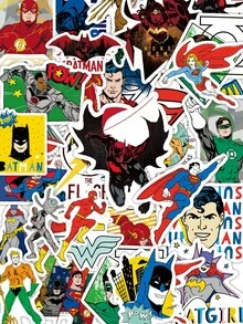 50/100pcs Hero Justice League Anime Stickers, Cool Waterproof Q-Version Hero Stickers For Laptop, Skateboard, Water Bottle Stickers For Adults Teens - Multicolor - View 1