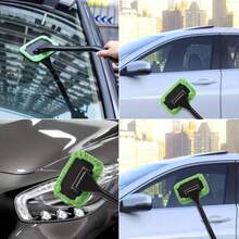 Long Handle Windshield Cleaning Tool, Includes 5 Reusable Microfiber Pads, Car Interior Window Dusting Brush, Multi-Function Glass Cleaning Brush, Suitable For Car, Bathroom Mirror, Shower Door - Glass Cleaning Cloth - View 10
