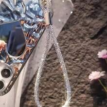 1pc Shiny Rhinestone Crystal Short Phone Lanyard Wrist Strap Anti-Loss Phone Chain Compatible With IPhone/ Series Durable Fashion Y2K Full Rhinestone Phone Lanyard For Women - Multicolor - View 6