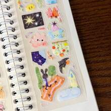 35cm/Loop Kawaii Animal Fantasy Town Watercolor Die-Cut Dispensing Sticker For Journal Scrapbooking Planners Gift Phone Case Decoration Supply - Black - View 6