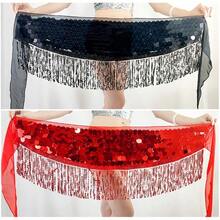 Glitter Tassel Waist Chain Belly Dance Costume, Dance Waist Ornament Performance Outfit - Multicolor - View 2