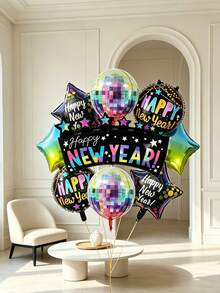 Set Of 11 Disco Ball-Style Rainbow-Coloured Streamers With A Star-Shaped Gradient Design, In A Retro Party Style, Ideal For New Year's Eve, New Year's Parties, Home Decor, Bar And Disco Settings, Photo Backdrops And Family Gatherings - A - View 1