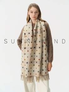 1pc Women's Polka Dot Minimalist Versatile College Style Polyester Jacquard Scarf, Suitable For Autumn/Winter Daily Wear - Beige - View 4