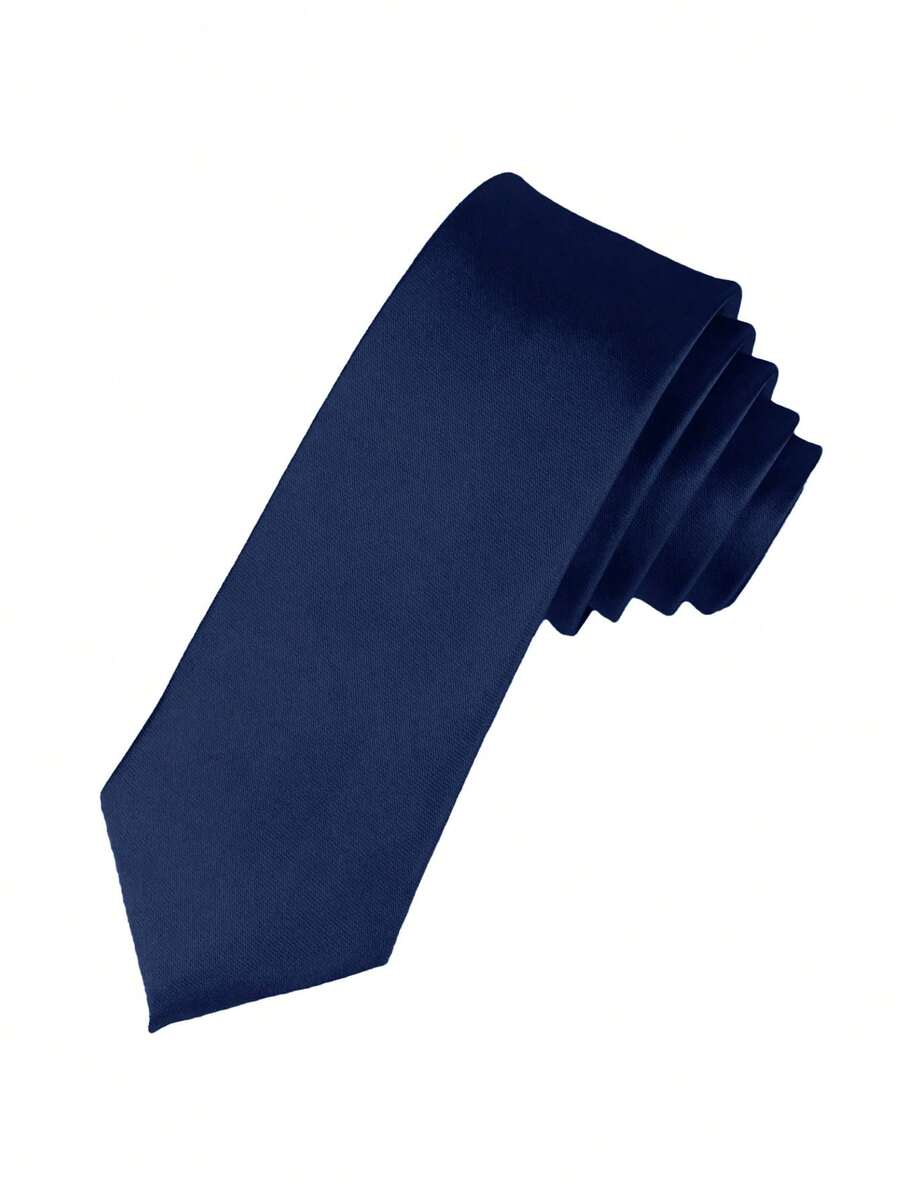 1 buah Dasi Pria Polos Tipis, Dasi Formal Bisnis (2 Inci) Dasi Pria, Hadiah Festival, Wisuda - Navy Blue - View 1