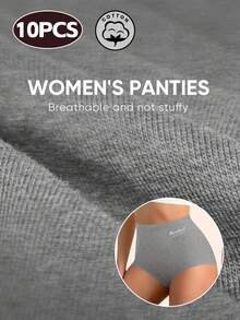 MEIYATING 10pcs Women's High Waist Tummy Control Cotton Panties Soft Comfortable Full Coverage Triangle Briefs Daily Wear Multi-Pack - Multicolor - View 8