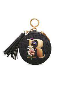Floral Pattern Key Pouch, Multifunctional Earphone Bag, Data Bag, With Gold 26 Letters A-Z Pattern, Zipper Key Storage Bag, PU Faux Leather Organizer Bag, Zipper Bag, Car Key Storage Bag, Car Keychain, Portable Compact Key Pouch, Minimalist Design, Travel Accessory, Elegant Jewelry, Suitable For Home, Office, Travel, Car, Ideal Gift For Friends, Family, Couples Wedding, Mother's Day - Multicolor - View 16