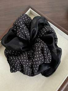 1pc Dual-Tone Polka Dot Scrunchie, Artistic Design Hair Tie, Large Size High Elasticity, Luxury Versatile Hair Band For Ponytail And Bun - Multicolor - View 4