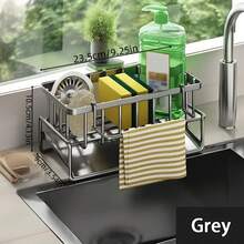 Tempat Penyimpanan Spons Wastafel Dapur dengan Gantungan Handuk dan Baki Penampung Tetesan, Cocok untuk Menyimpan Spons, Sabun Cuci Piring, dll., Dapat Digunakan di Dapur, Kamar Mandi, Perlengkapan Sekolah, dan Kebutuhan Dapur. - MultiWarna - View 11