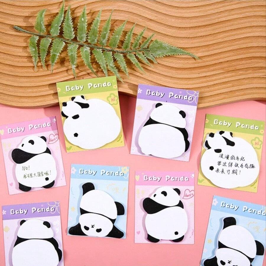 1 Pack 30 Sheets Creative Cartoon Cute Panda Design Sticky Notes, Removable Memo Pad, Suitable For Office And School Supplies, Cute Animal Stationery - one-size - View 1