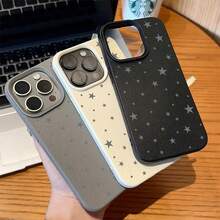 INS Gray Stars Phone Case For IPhone 15 14 13 12 17 Pro Max Air XS Max XR Plus 16e Shockproof Soft Cover For IPhone 16 Pro Max - T11062 黑色 - 查看 7