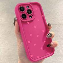 Cute Mini Heart Shockproof Phone Case For IPhone 16 Plus 15 Pro 14 13 12 11 17 Pro Max 16E 17 Air Matte Soft Silicone Back Cover - 酒紅色 - 查看 7