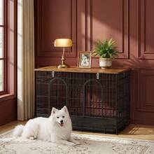 HaluPeit Retro Color Palette Pet Dog Cage, Multi-Functional Storage Side Table Cage For Home Use, Convenient Three Sided Door Opening, Comfortable Home Use For Small And Medium-Sized Dogs Living In Dog Cages - Rust Brown - View 1