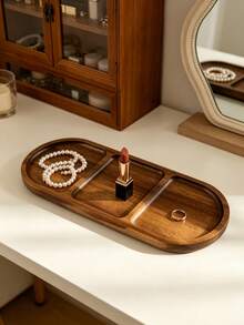 1 Peça Bandeja Oval de Madeira, Prato para Joias, Organizador de Joias, Bandeja de Joias Estilo Nórdico, Prato Decorativo de Exibição, Adequado para Uso em Mesa de Escritório, Bandeja de Armazenamento de Penteadeira, Prato Decorativo de Banheiro, Adequado para Armazenar Joias e Brincos, Ferramenta de Armazenamento e Organização, Viagem, Essencial de Feriado, Halloween, Decoração de Outono - Castanho - Visão 12