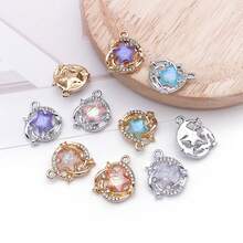 6/10 piezas Colgantes de estrella de resina con purpurina iridiscente e incrustaciones de strass en forma de luna, hallazgos para hacer joyas DIY para pulseras, collares y pendientes - Estrella - Ver 3
