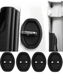 4pcs Car Door Lock Protector Cover, Door Lock Cap, Shock Absorption Noise Reduction, Sound Absorption, Rubber Pad, Sealing Patch, Cushion Pad, Rust-Proof Plastic Pad, Universal Car Door Accessory Protector Cover - One Size - View 10