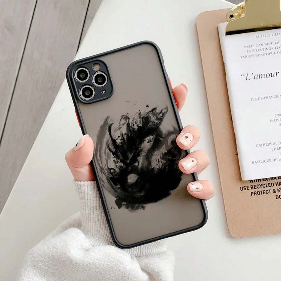 Dragon Pattern Ink Brush Painting Phone Case For IPhone X XR XS 16 15 Plus 17 Pro Max 16 15 12 13 14 11 Pro Max Back Cover Funda - 黑色墨龍 6 - 查看 1