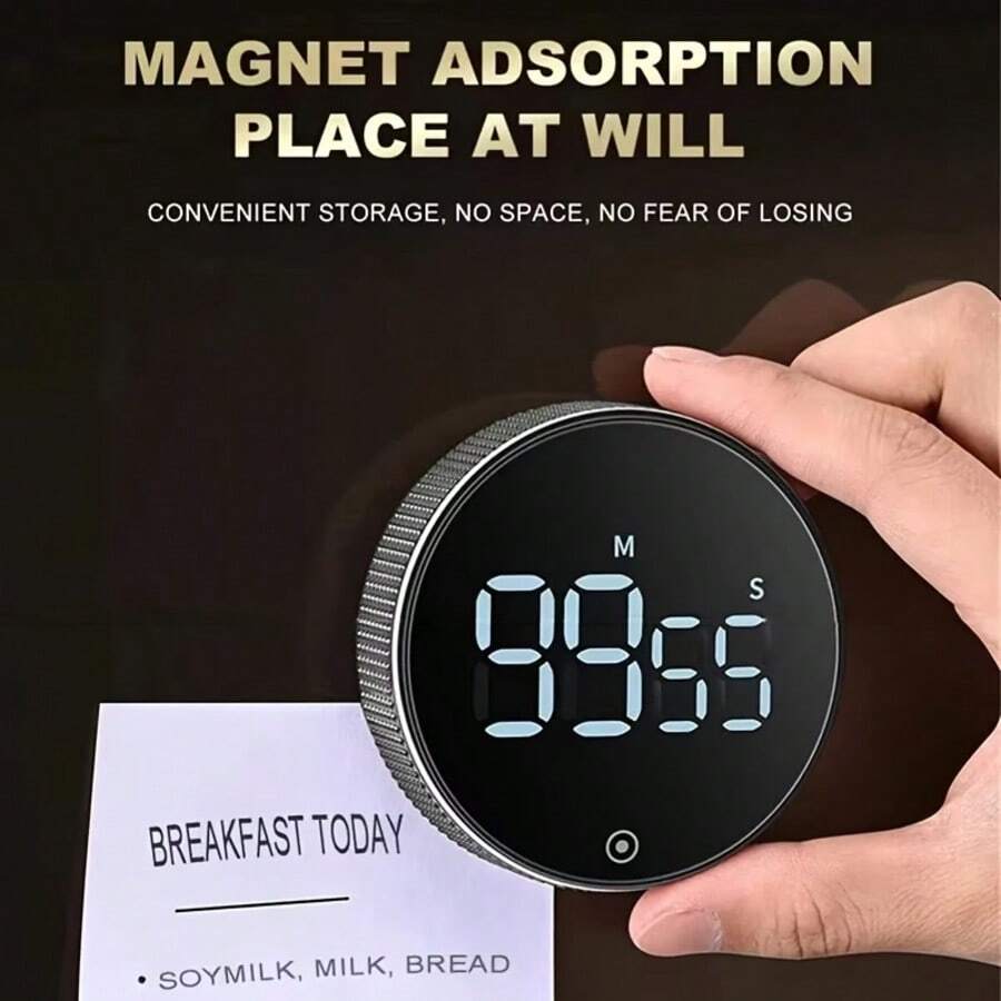 1pc Kitchen Timer For Cooking Baking, Home Countdown Timer Reminder Alarm Clock With Magnetic Backing, Rotary Timer With 3 Volume Levels, Time Management Remind Timer, 3*AAA Battery Operated (Battery Not Included)
