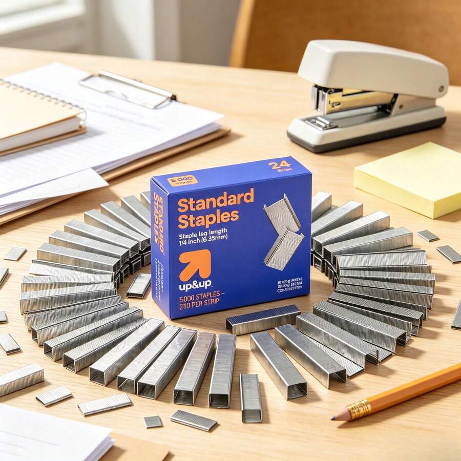 5000 Standard Staples - Up&Up™: Staple Refills For Stapler, Metallic Silver, 5000 Count - 1 - View 1