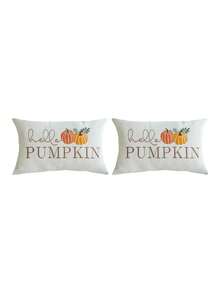 1/2/4件感恩節抱枕套 Hello Pumpkin 字母裝飾枕套 單面無刺繡 適用沙發、客廳、臥室家居裝飾 不含枕芯 - 彩色 - 查看 20