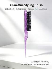 Rat Tail Teasing Hair Brush, Dense Nylon Volumizing Backcombing Comb, Fine Tip Hair Parting Braiding Tool, Root Lift High Cranial Top Styling Brush - Multicolor - View 9