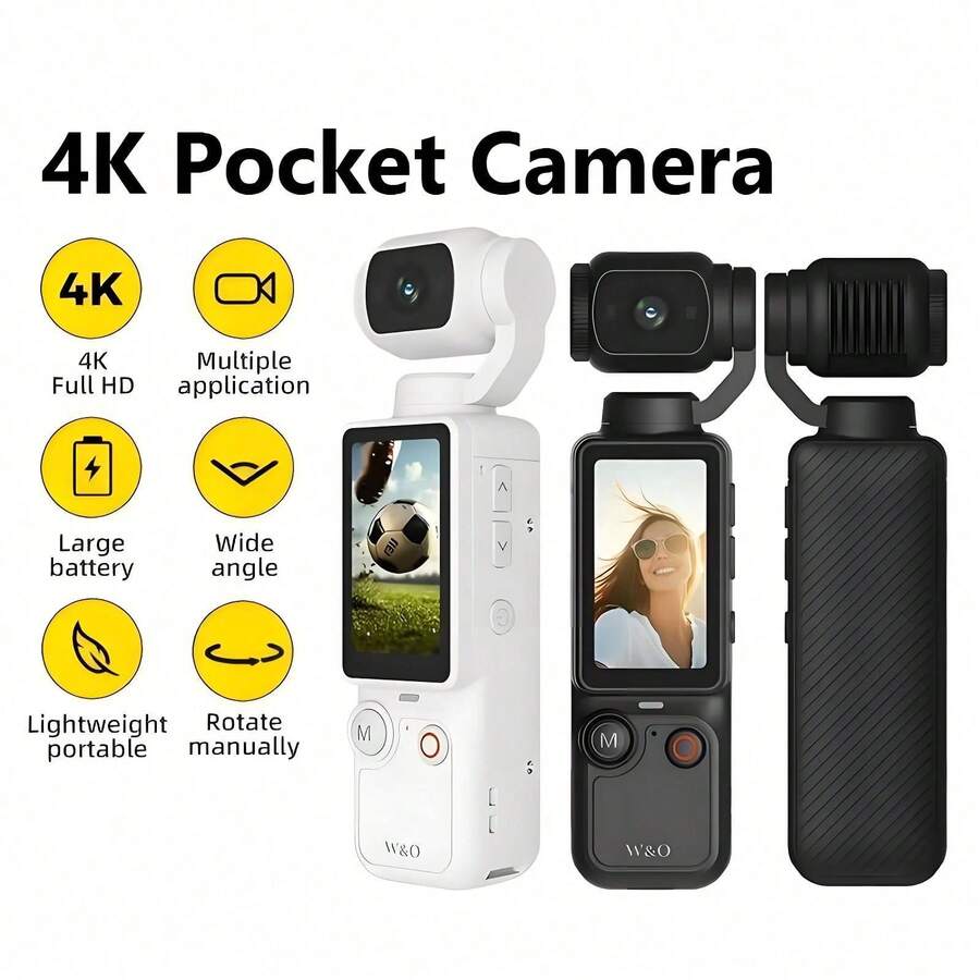 كاميرا حركة محمولة بدقة 4K HD، مسجل فيديو CCD، جهاز تسجيل فيديو محمول، كاميرا بعدسة دوارة يدوية مع تثبيت صورة إلكتروني 180°، شاشة IPS بحجم 1.9 بوصة، مثالية للفلوج ومدوني الفيديو والمراهقين والطلاب وهدية للعطلات وأعياد الميلاد