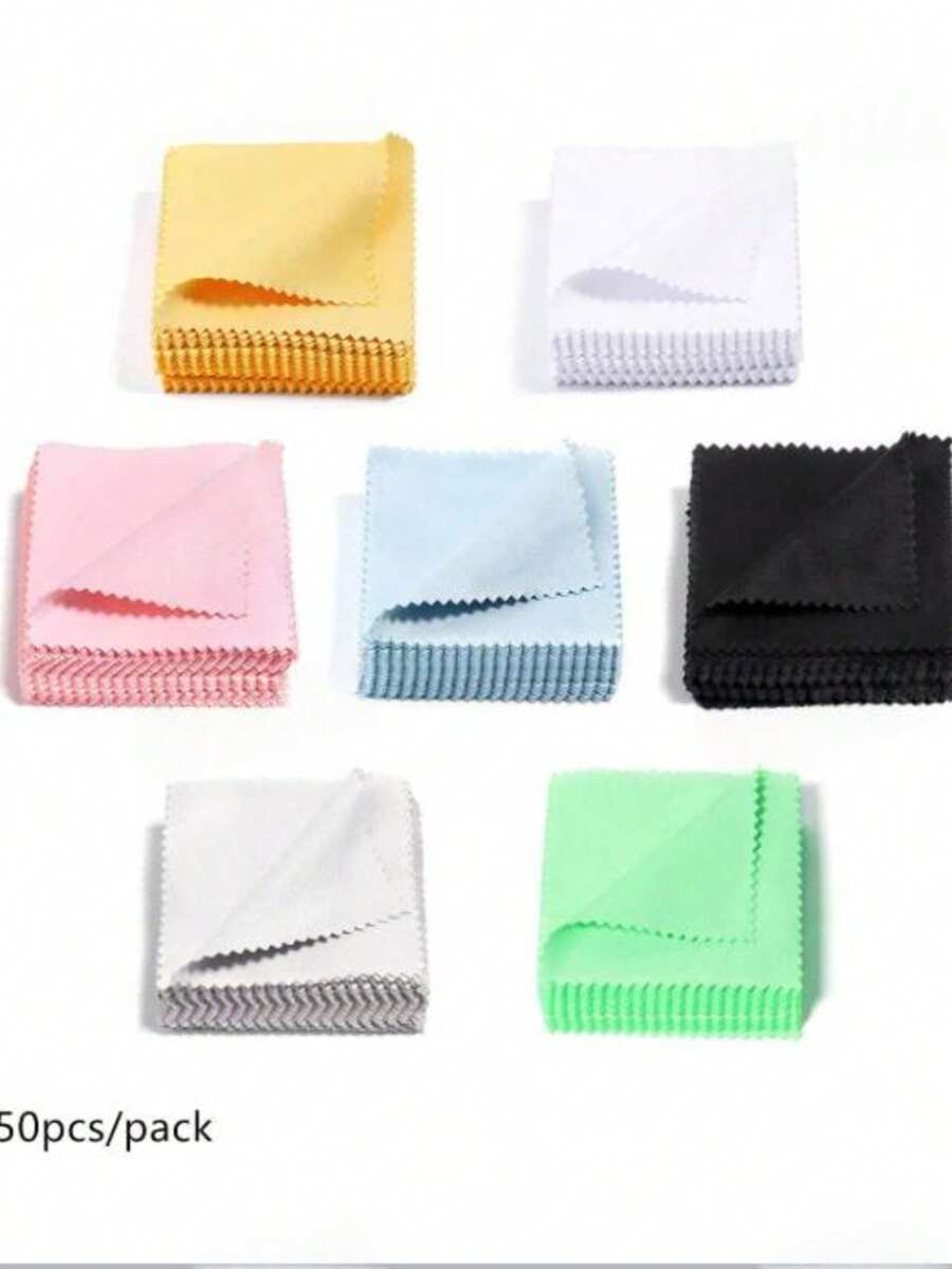 50pcs Jewelry Gold Silver Cleaning Cloth, Silver Polishing Cloth, Gold Platinum Small Polishing Cloth - 1 Pack - View 1
