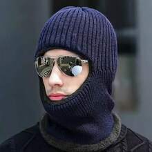 1 pieza Pasamontañas Máscara Facial Completa, Pasamontañas a Prueba de Viento para Invierno, Calentador de Cuello, Máscara Facial Transpirable a Prueba de Frío, Máscara de Esquí, Deportes al Aire Libre, Gorro de Punto de Felpa Grueso y Cálido para Invierno, Unisex, Adecuado para Uso al Aire Libre o Ciclismo (Color del Forro del Gorro Aleatorio) - A - Ver 6