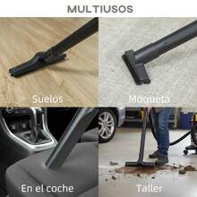 HOMCOM Aspirador en Seco y Húmedo 3 en 1, 1200W, Aspiradora con Función de Soplador, Manguera 2 m, Depósito Inoxidable 20L, Triple Filtro, Boquilla para Suelos y Ranuras, Amarillo - Enchufe EU Tipo F(220-240V) - Ver 8