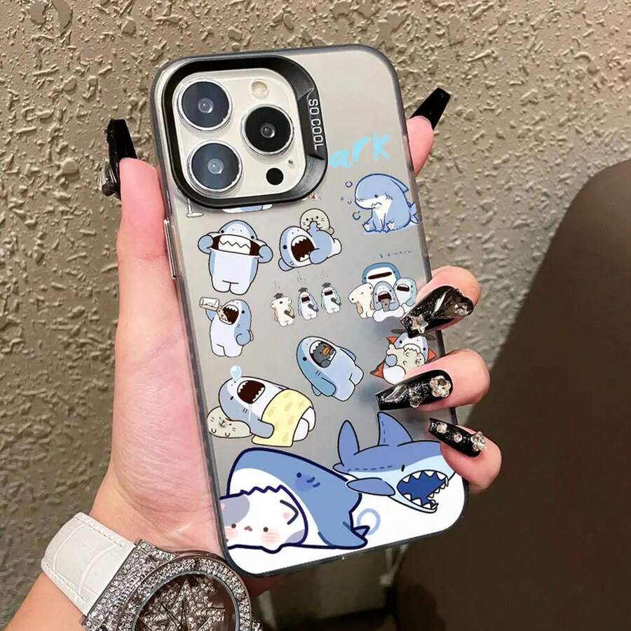 Cartoon Cute Shark Pattern Laser Phone Case For IPhone 17 16 15 14 Pro Max Plus 17 Air 13 12 Mini 11 Pro Max Shockproof Covers - CH-黑色 SYKT 4 - 查看 1