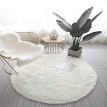 Thickened Round Rug 1 Pc Suitable For Bedroom Modern Fluffy Round Rug, Suitable For Living Room Round Fluffy Rug, Non-Slip Furry Soft Rug, Door Mat Living Room Floor Bedroom - White - View 14