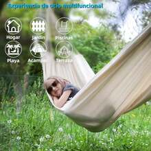 Hamaca portátil para acampar de adultos, hamaca yucateca king size, 190*150cm Hamacas de Acampar de Nailon con correas para árboles y bolsa de almacenamiento, adecuada para jardín, playa, camping - Multicolor - Ver 7