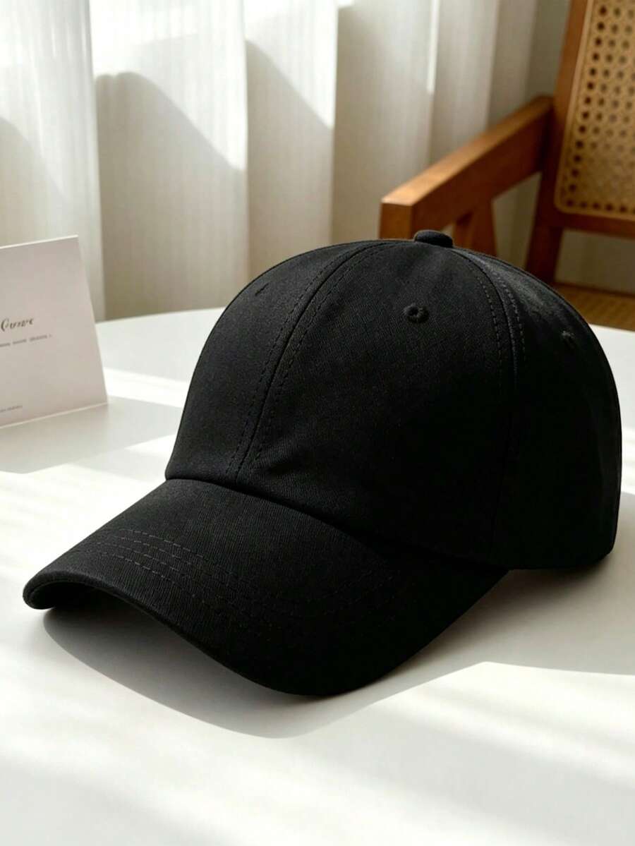 1件透氣棒球帽,經典純黑色Dad Hat,男女通用,可調節防曬帽,適合休閒與戶外活動 - 彩色 - 查看 1