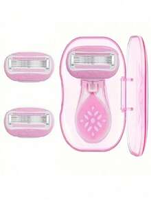 Women's Hair Removal Razor, Suitable For Underarms, Legs And Bikini Area, Portable Pink Manual Razor, Women's Bikini Manual Razor Blade Hair Removal/Shaving/5-Layer Blade, Stainless Steel Blade Replaceable Pink Razor Head, Girls Gift Travel Essential (Handle + Razor Head + Storage Box) - Multicolor - View 11