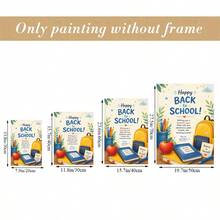 1pc Frameless Canvas Wall Art - Fresh Style School Supplies Back To School Canvas Painting, Featuring Yellow Backpack, Notebook, Red Apple And Pen Holder, Printed With "Happy BACK To SCHOOL!" And "Believe In Yourself" Inspirational Text, Suitable For Teachers And Students, School Dorm Decoration, Classroom Learning Supplies Decoration, University Dorm Decoration - A - View 7