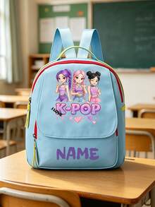 Personalized Back To School Backpack, Casual Versatile Music Idol Theme Print, Zipper Closure Nylon Material, Adjustable Shoulder Straps, Hand-Carry, Dancing, Shopping, Outdoor Trips, Birthday Gift, Aesthetic, Fandom-Core, Concert Essentials - Multicolor - View 10