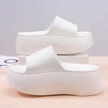 女款 7cm 厚底厚底拖鞋，夏季新款，時尚百搭舒適軟底，耐磨防滑休閒沙灘拖鞋，簡約清新浴室拖鞋 - 白色 - 查看 4