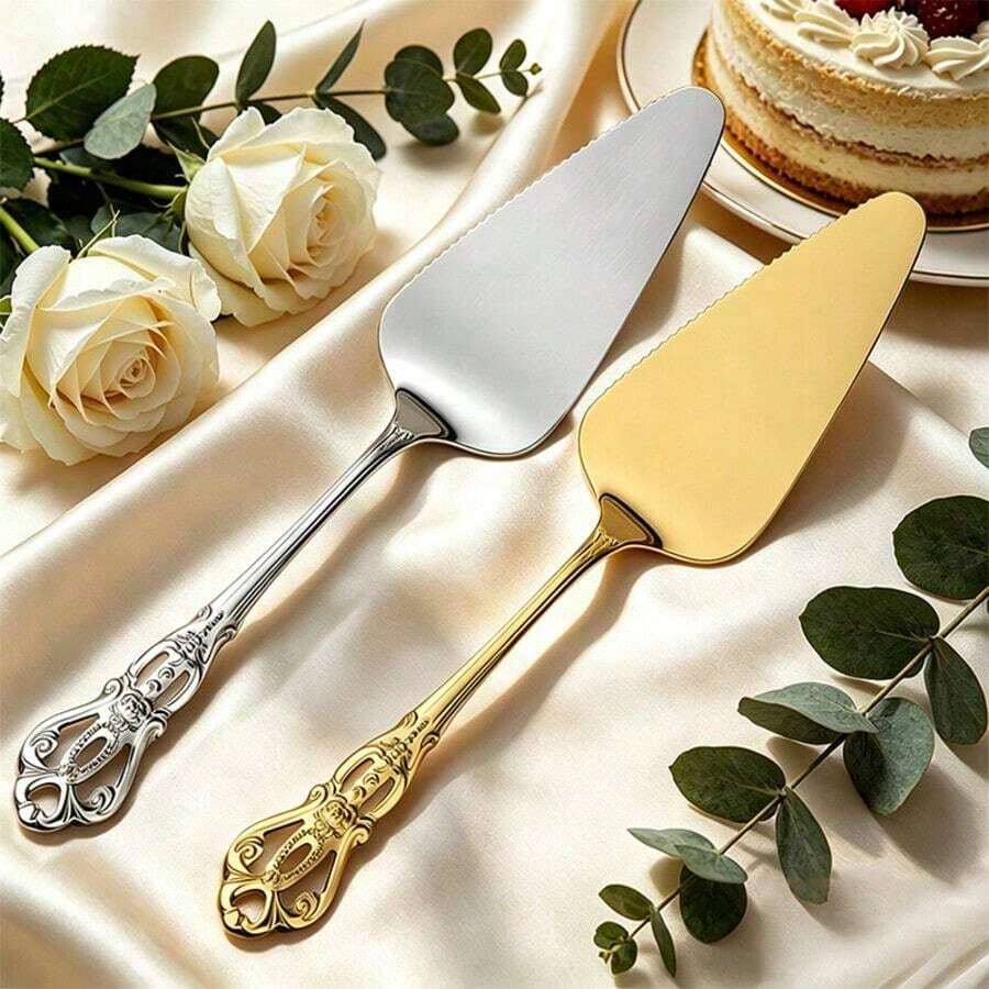 Stainless Steel Cake Spatula, Dessert, Royal Style, Luxury Gold Bread Knife, Spatula, Kitchen Baking Tools, Pizza, Birthday - View 1