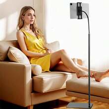 67" Tablet Tripod Floor Stand Phone Adjustable Universal For 4-12.9" Phone Pad - Black - View 10