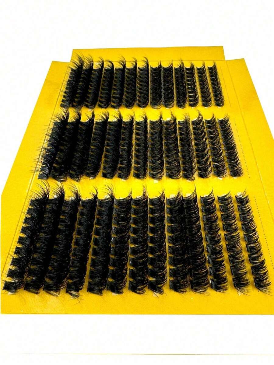 377pcs D-Curl Flare False Eyelashes Set,10D60D/80D/100D,8-16mm, DIY Individual Lashes, Russian Fluffy Effect, Suitable For Stage Makeup, Daily Makeup, Cosplay, Full Makeup And Daily Wear, Portable And Easy To Use.Eyelash Clusters,Individual Eyelashes
