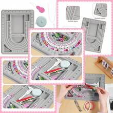 Bead Boards For Jewelry Making With 6 Pcs Beading Tools 9.4✕12.8 Inch Bead Design Board 6 Recessed Compartments, 3 U-Shaped Channels Jewelry Making Tray For Necklace Beading Designer Makings DIY - C - View 2