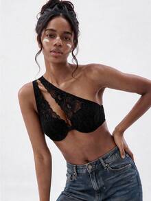 Women's Sexy Lace Underwire Bra, Front Closure Design, Comfortable Support, Suitable For Matching With Clothing And Lingerie - Black - View 5