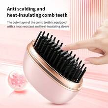 LUYAO Sisir Poni Mini, Sisir Panas Portabel Isi Ulang, Sikat Rambut Lurus Tanpa Kabel, Pengisian Daya USB, Rambut Halus dan Mengembang. 2000mAh - Berwarna merah muda - View 7