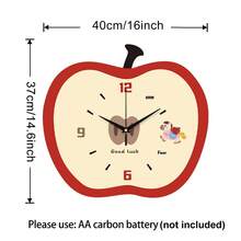 1 pieza Reloj de pared decorativo minimalista creativo con forma de manzana roja, movimiento de cuarzo ultra silencioso, sin sonido de tic-tac, adecuado para decorar sala de estar, dormitorio, oficina, cocina y cafetería, regalo decorativo perfecto para amigos y familia, se puede usar para decoración de habitación, decoración de dormitorio, decoración de dormitorio universitario, decoración de regreso a la escuela, sorpresa escolar, temporada de apertura escolar, decoración de boda, regalo de cumpleaños para amigos, decoración del hogar y útiles escolares. - Reloj de pared decorativo - Ver 13