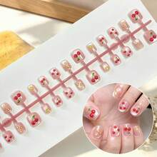 Kids Short Square Press On Nails, Summer Transparent Pink Fake Nail Tips With Cartoon Cat, Lemon Slice, Bow, Star & Fruit Print, DIY Manicure Kit For Little Girls, Party Holiday Daily Play Dress Up Nail Art Gift - Multicolor - View 21