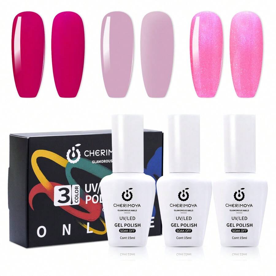Gama De 3 Geles Semipermanente Esmalte Para Uñas CHERIMOYA, Tonos Rosa ...